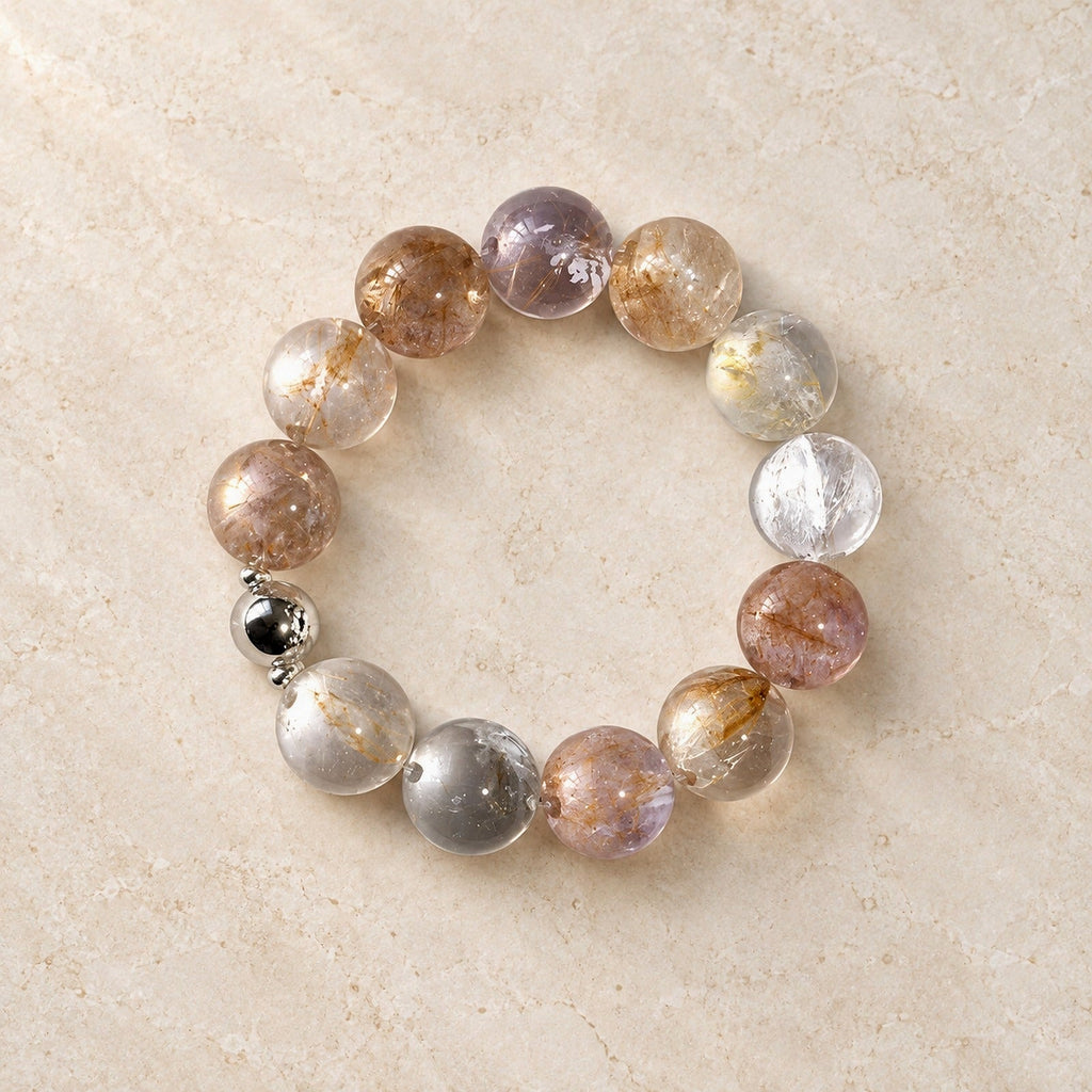 Natural Crystal Bracelet #05 — Blush Garden — clear front product view on warm ivory background